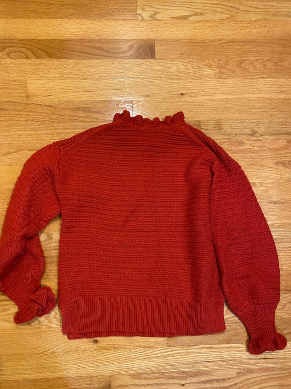 Madewell Red Ruffle Knit Sweater - Picture 6 of 8